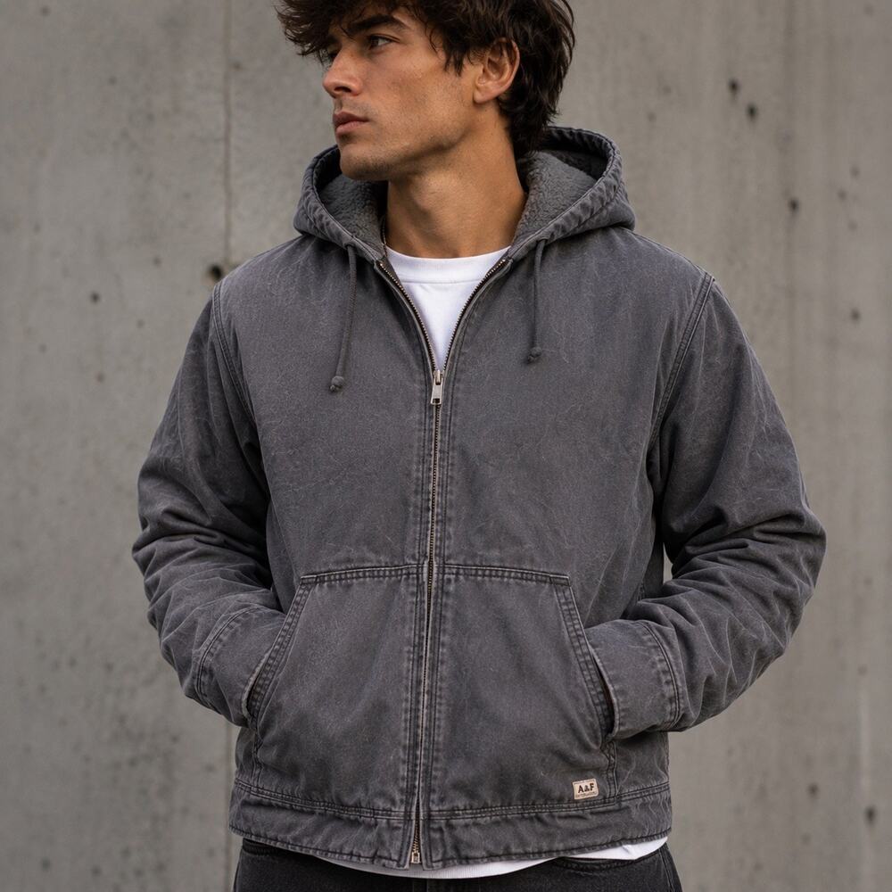 Vintage Y2K Abercrombie & Fitch Superior Work Clothing Hooded Canvas Jacket M